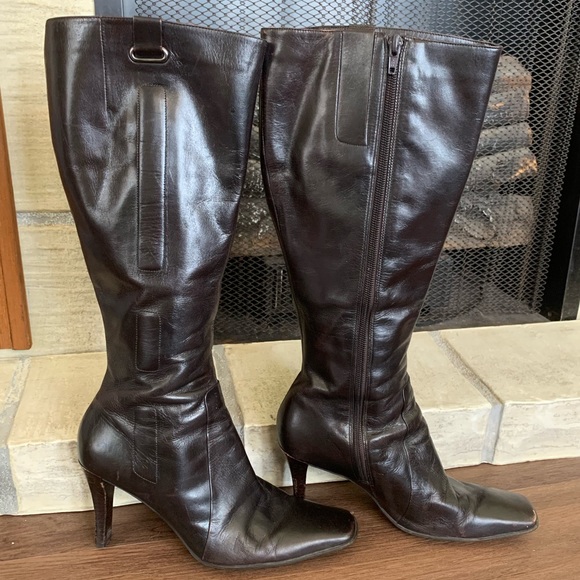 Nine West Shoes - Nine West 3.25” Heel Dark Brown Side Zip Boots 8M